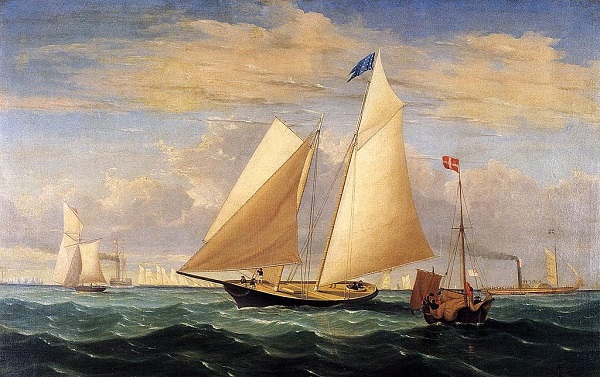1024px The Yacht America Winning the International Race Fitz Hugh Lane 1851
