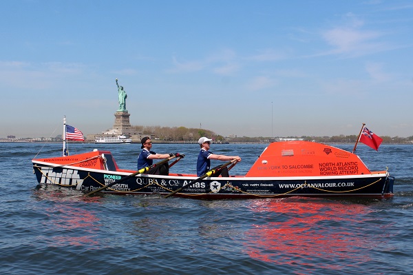 Ocean Valour with Statue of Liberty rowing pic