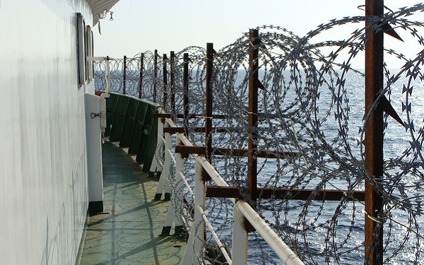 barbed wire on ship